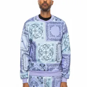 Lavender Paisley Print Crewneck Sweatshirt