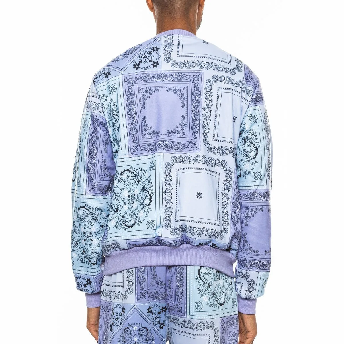 Lavender Paisley Print Crewneck Sweatshirt