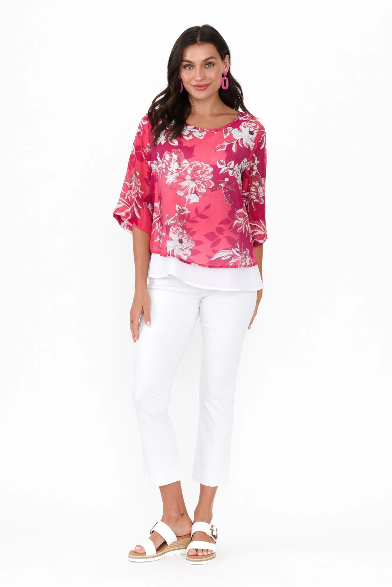 Liora Pink Floral Layered Top