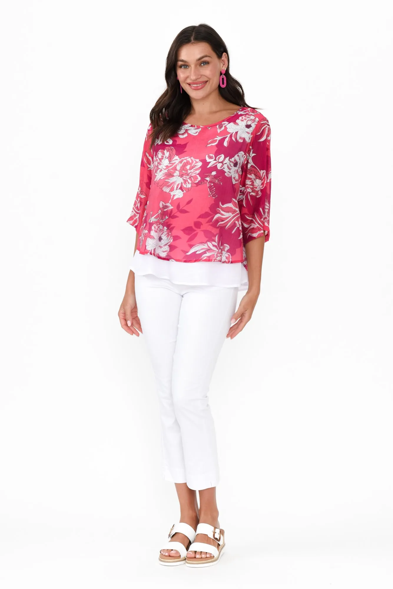 Liora Pink Floral Layered Top