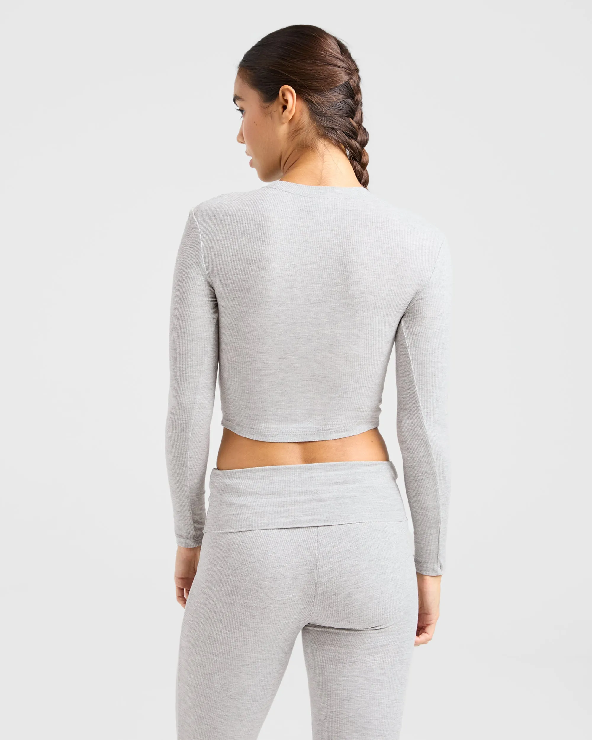 Lounge Ribbed Long Sleeve - Grey Marl