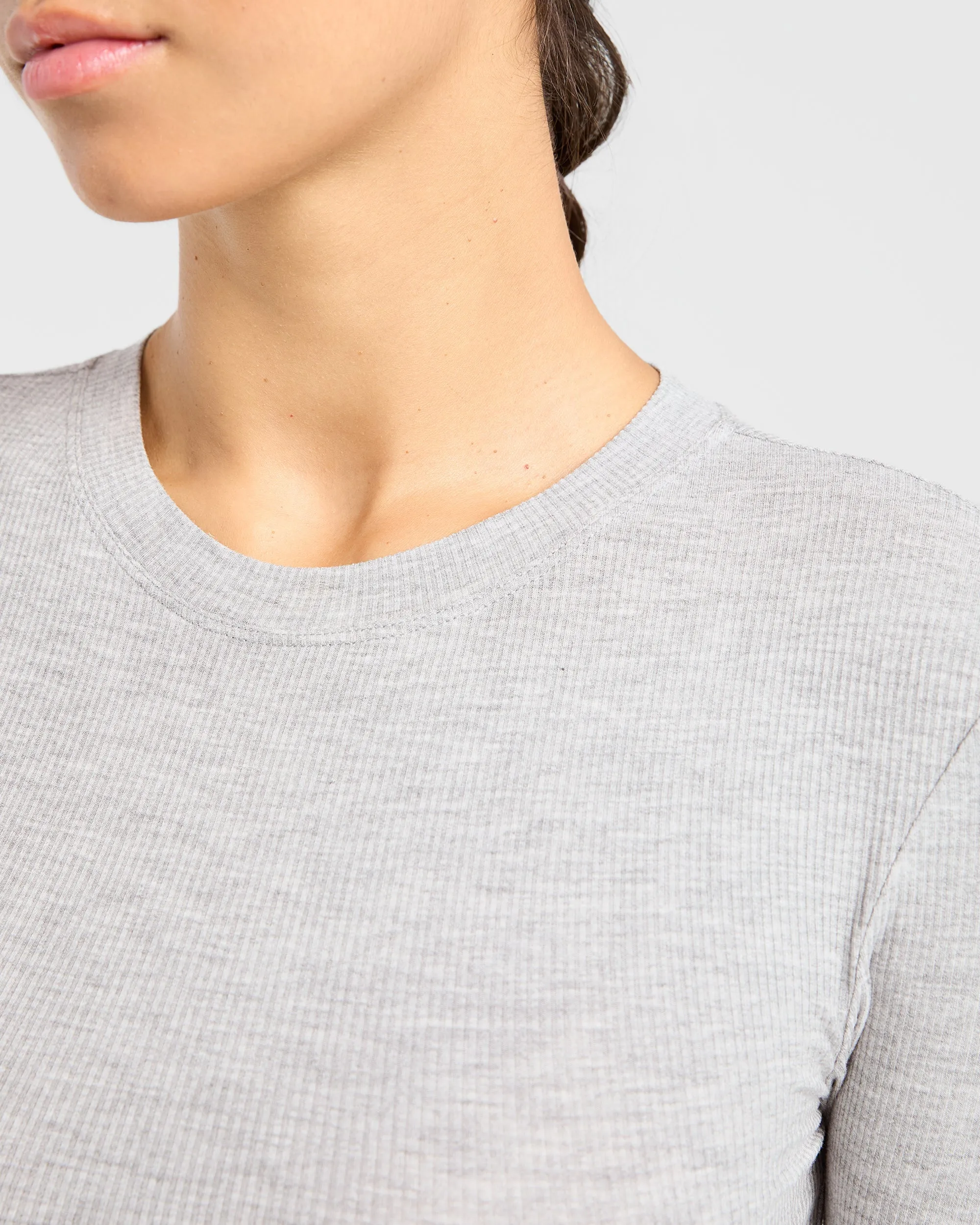 Lounge Ribbed Long Sleeve - Grey Marl