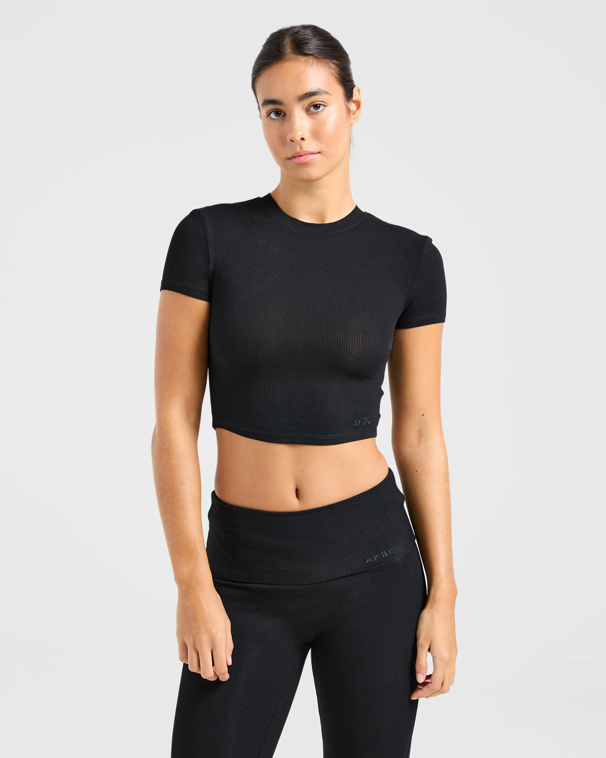 Lounge Ribbed T Shirt - Black