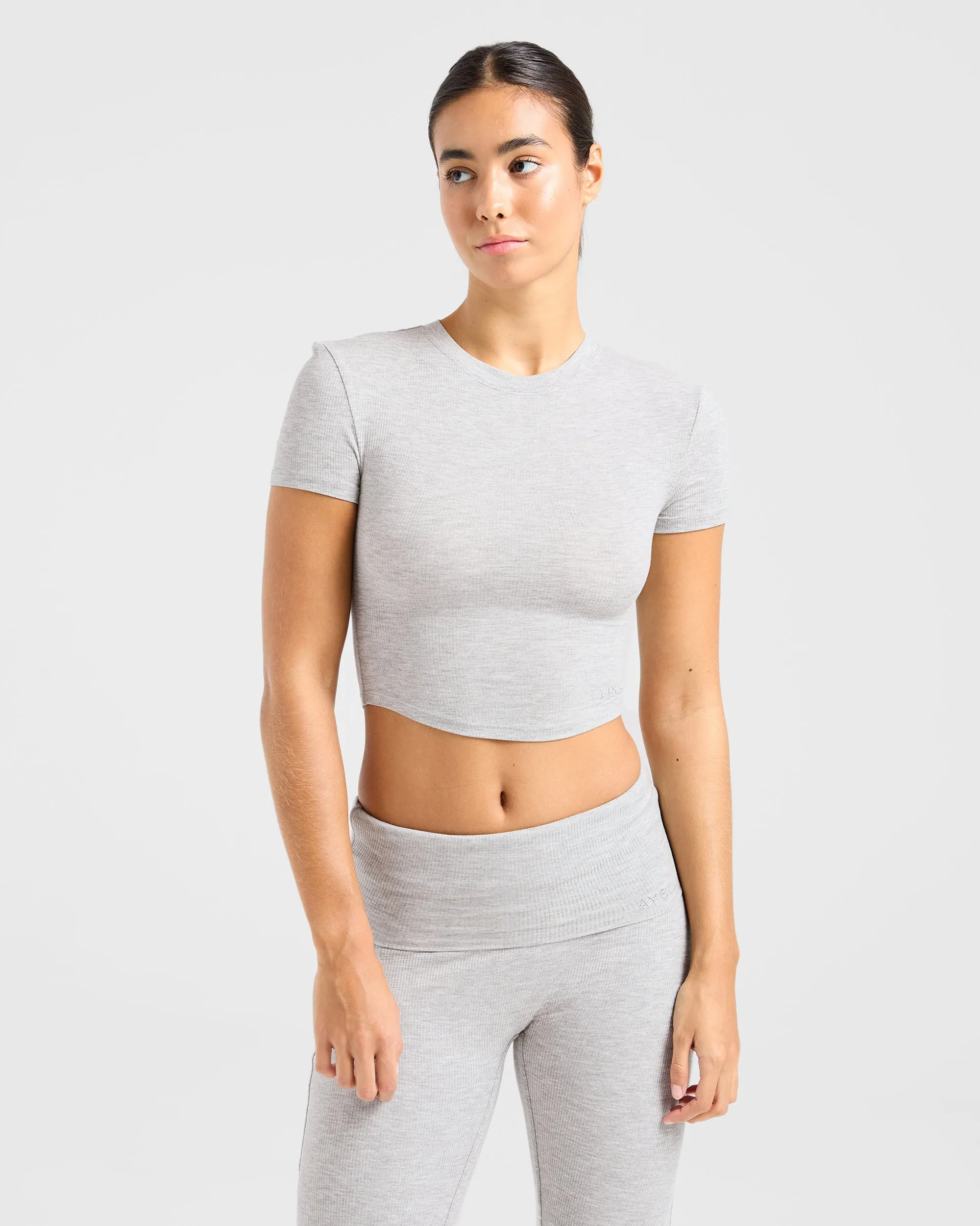 Lounge Ribbed T Shirt - Grey Marl