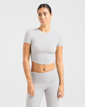 Lounge Ribbed T Shirt - Grey Marl