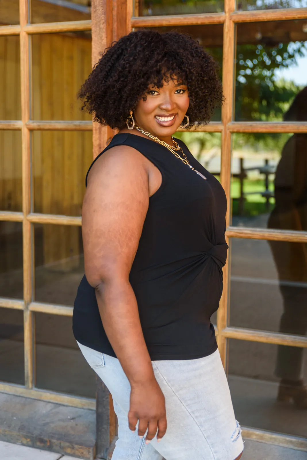 Lovely Time Twist Tank In Black