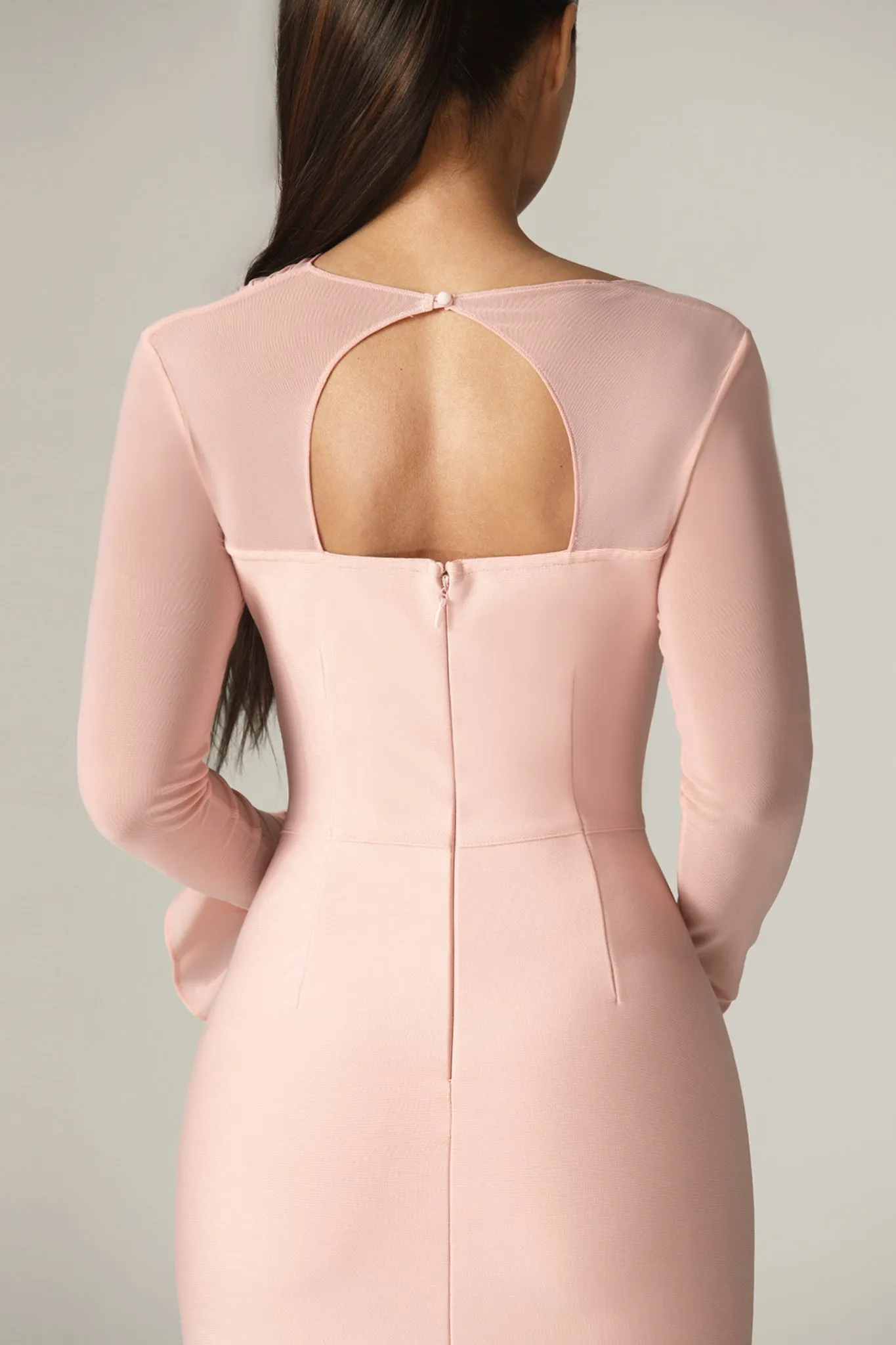 Mariel Cutout Bandage Midi Dress (Dusty Rose)