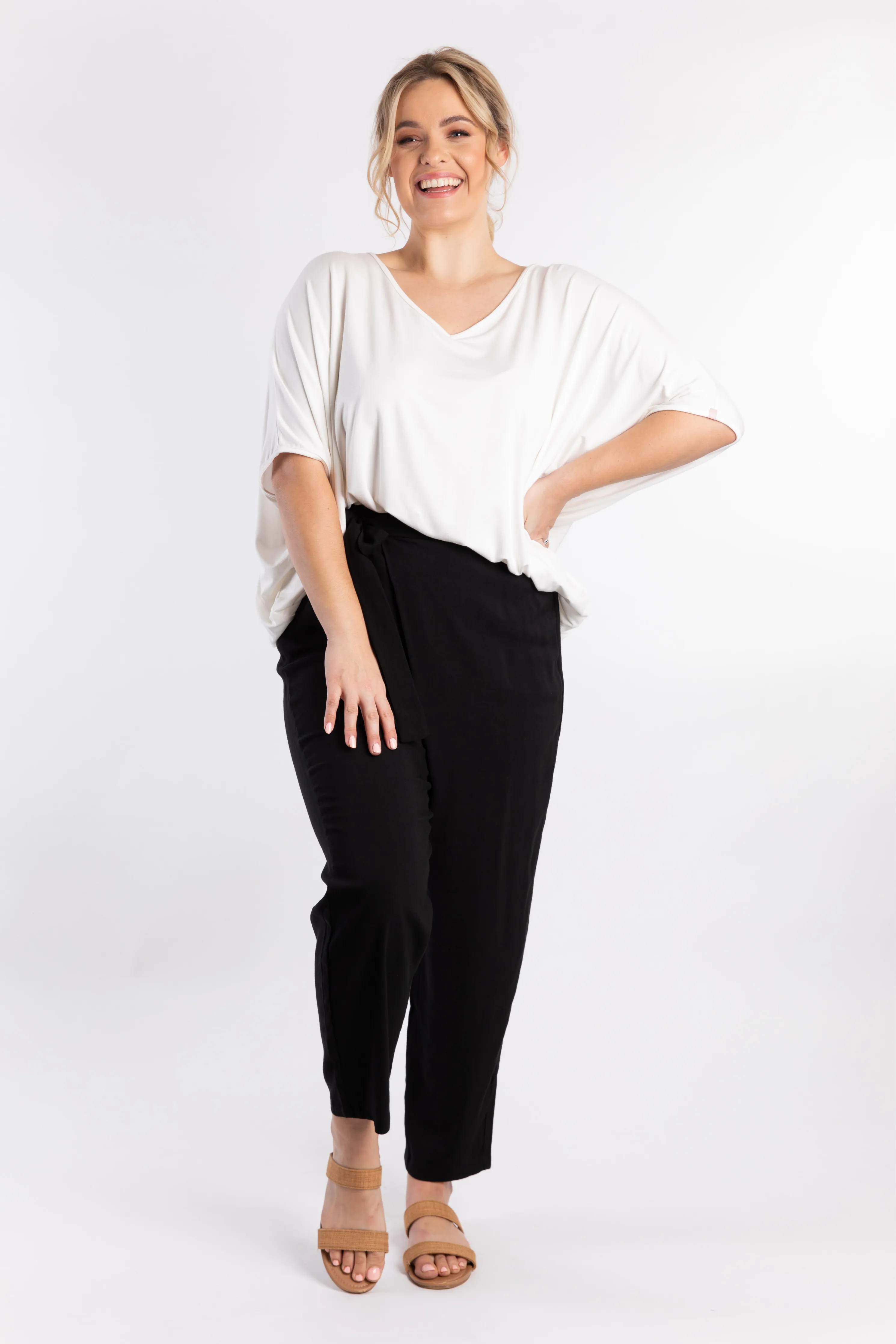 Melody Pleat Pant | Black | FINAL SALE