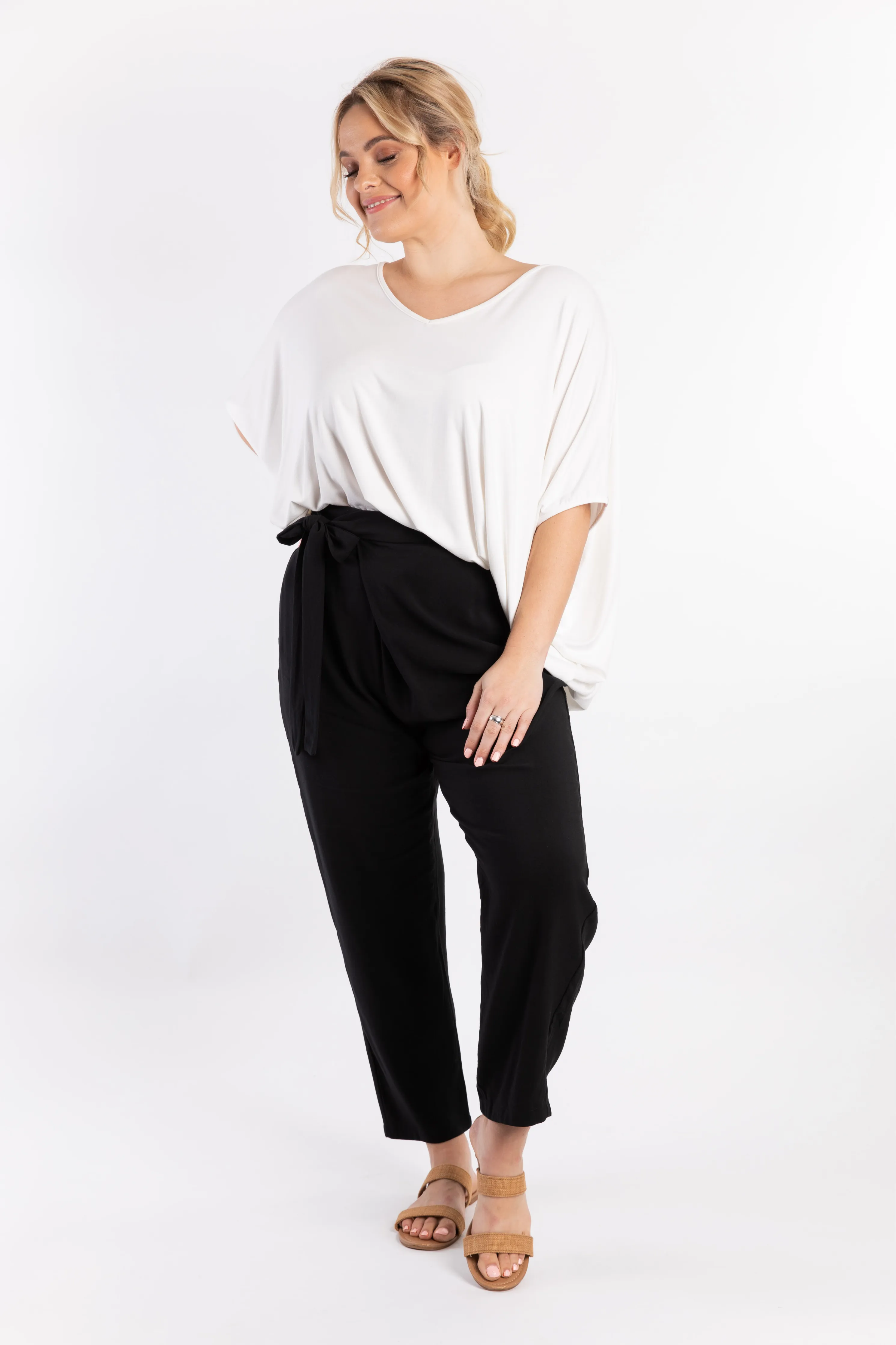 Melody Pleat Pant | Black | FINAL SALE