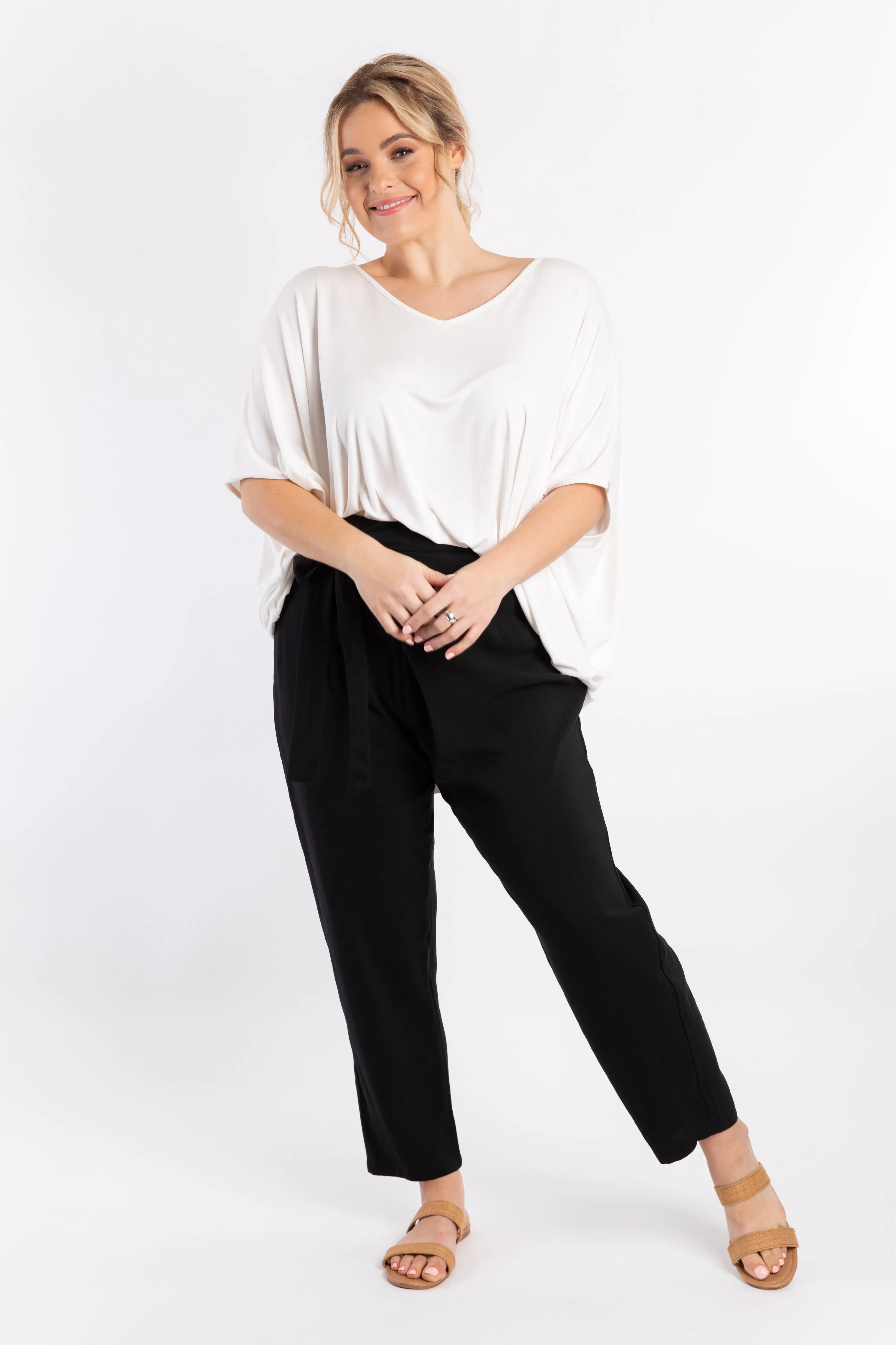 Melody Pleat Pant | Black | FINAL SALE