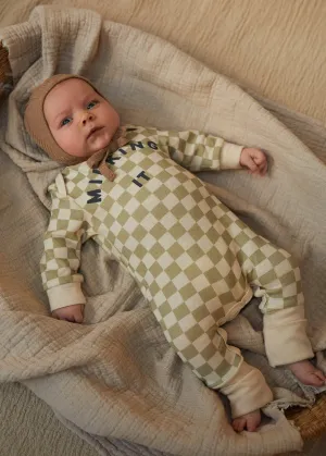 Milking It ® Checkerboard Onesie - Taupe