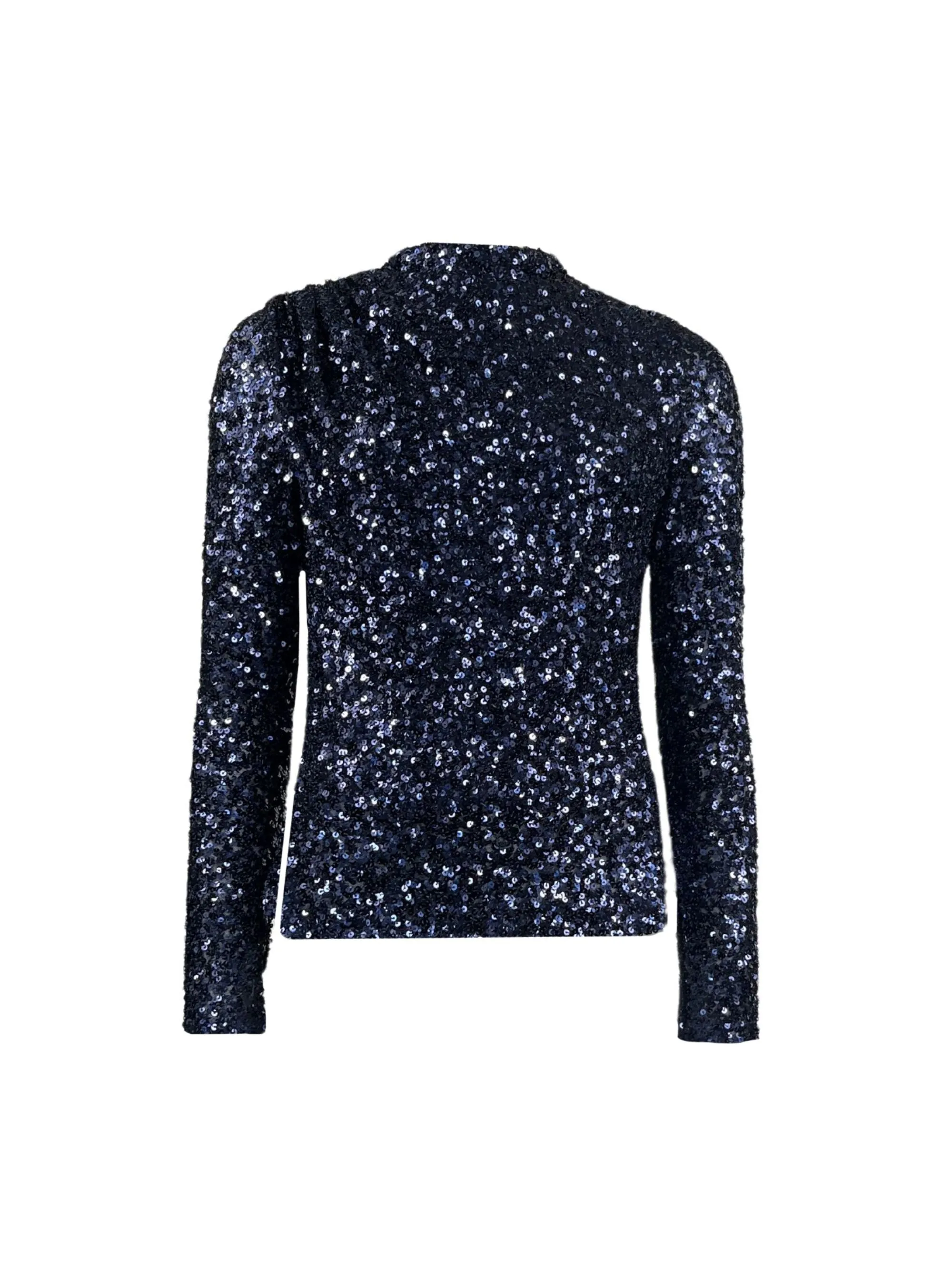 Navy Sequin High Neck Top