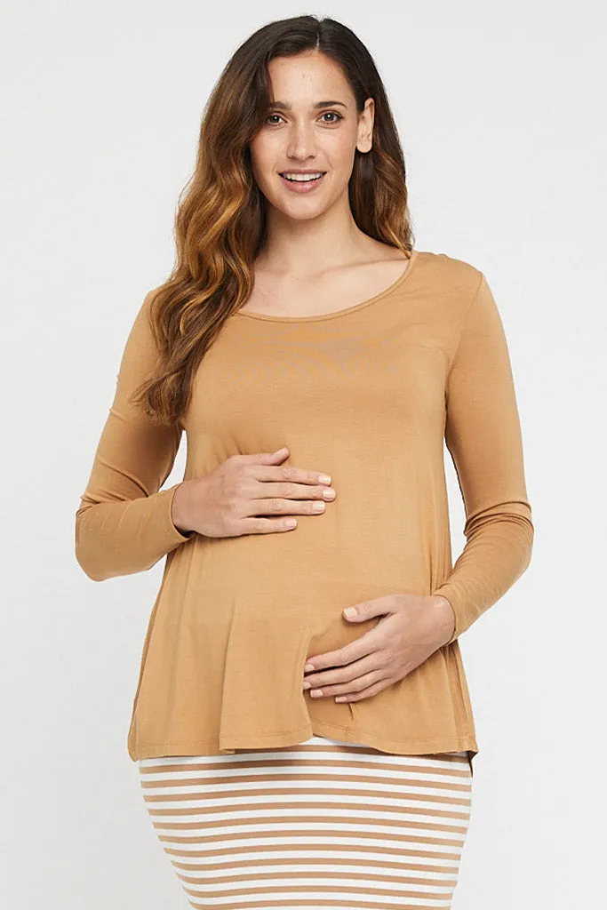 Paige Maternity Top - Biscuit