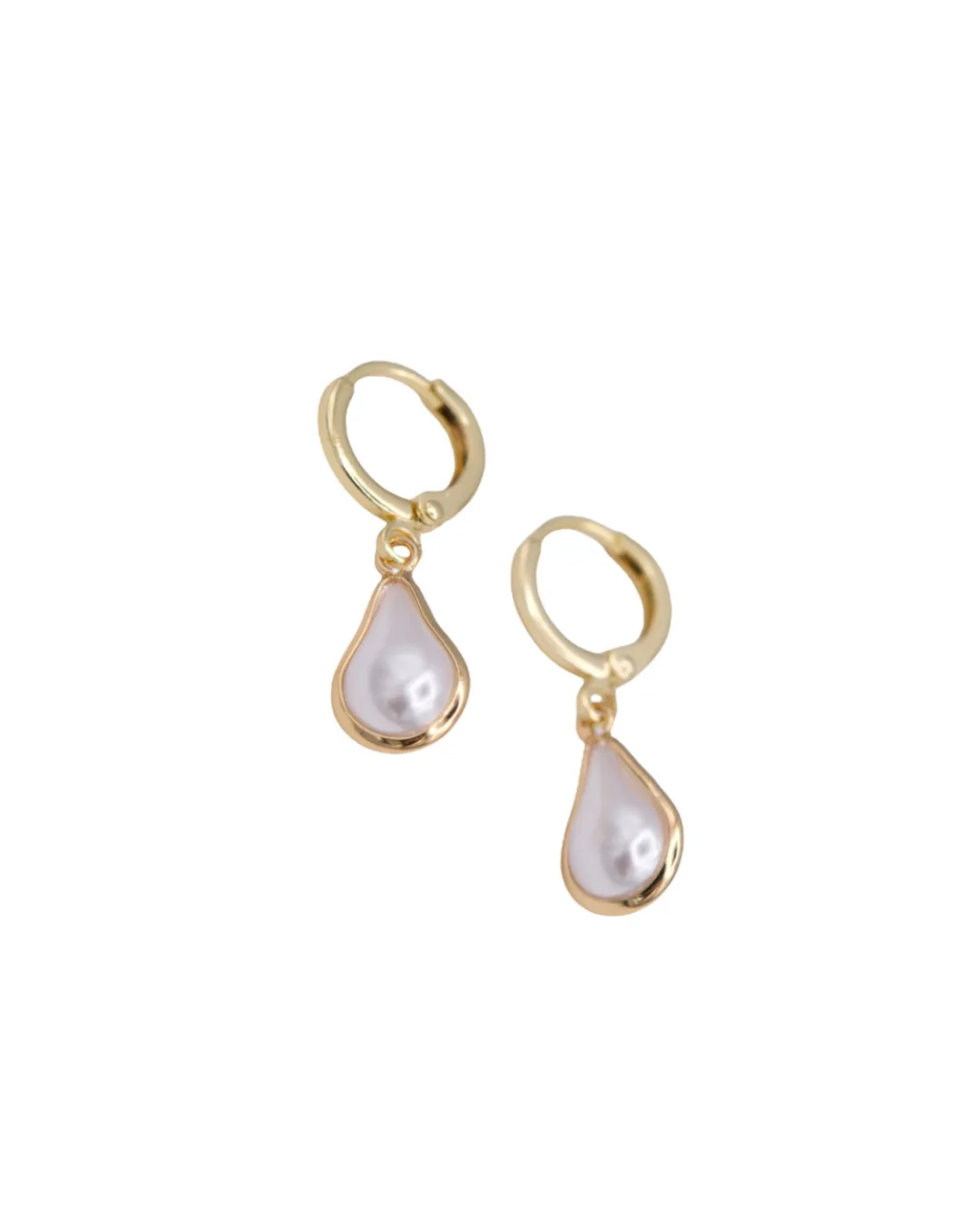 Pearl Drop Huggie Earrings