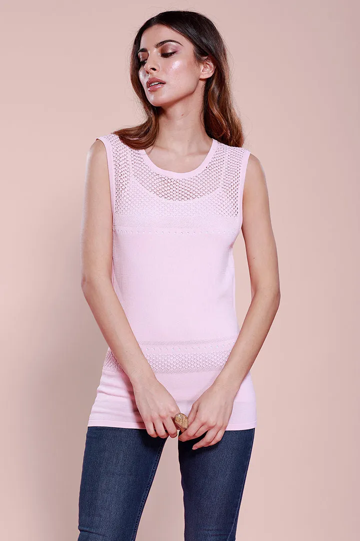 Pointelle Sleeveless Knit Top