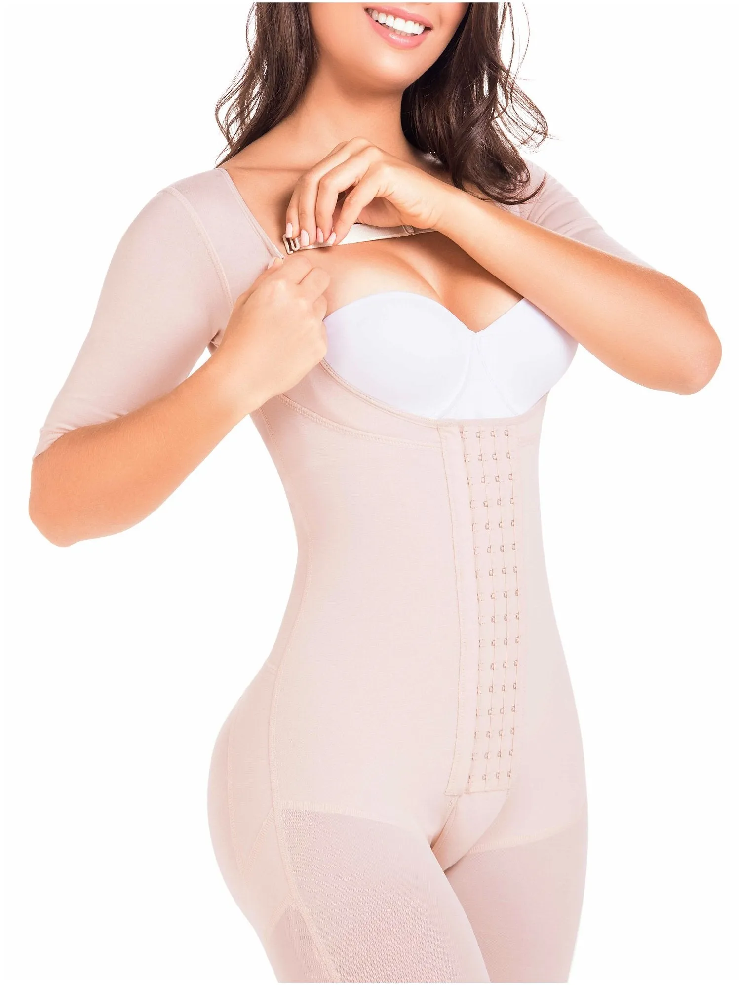 Post Surgery and Postpartum Body Shaper Girdle with Sleeves Fajas MaríaE 9142