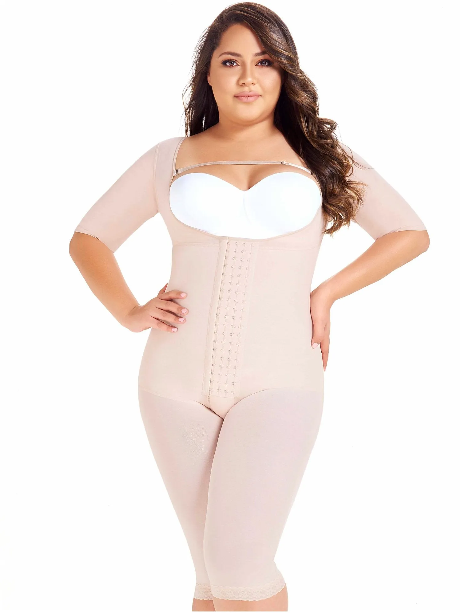 Post Surgery and Postpartum Body Shaper Girdle with Sleeves Fajas MaríaE 9142