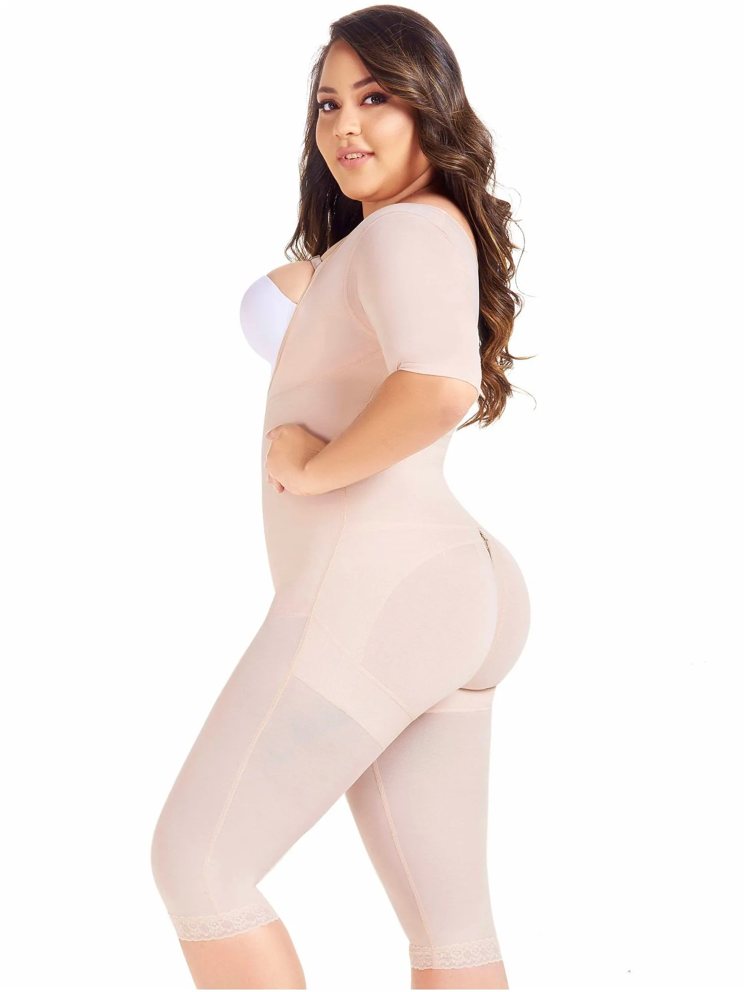 Post Surgery and Postpartum Body Shaper Girdle with Sleeves Fajas MaríaE 9142