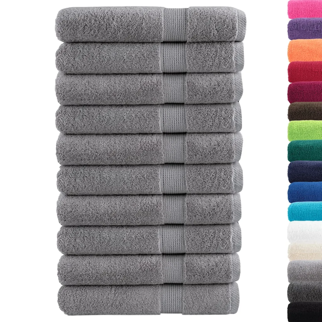 Premium Sauna Towels 10pcs Grey 80x200cm 600gsm 100% Cotton