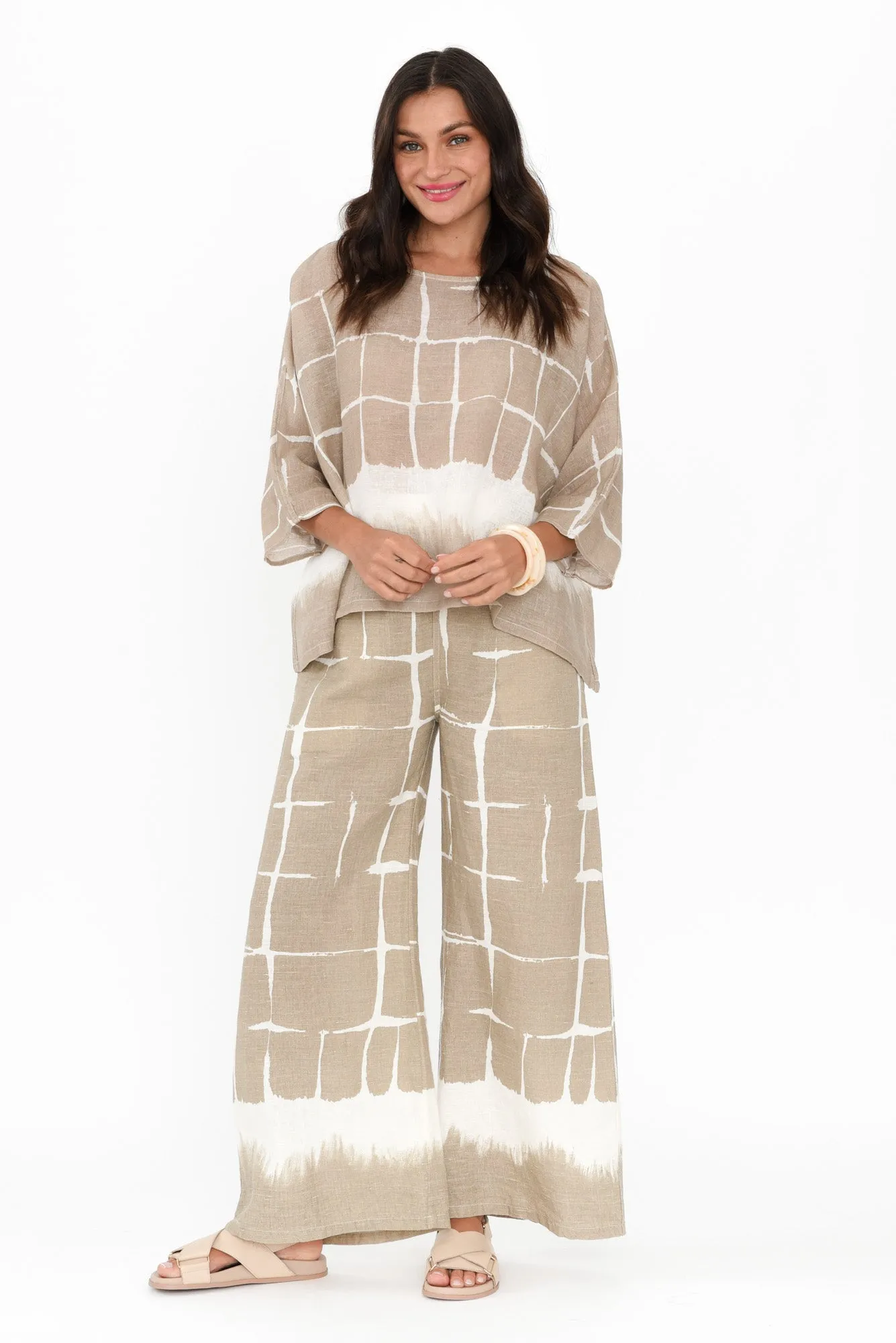 Rayne Mocha Abstract Linen Pants