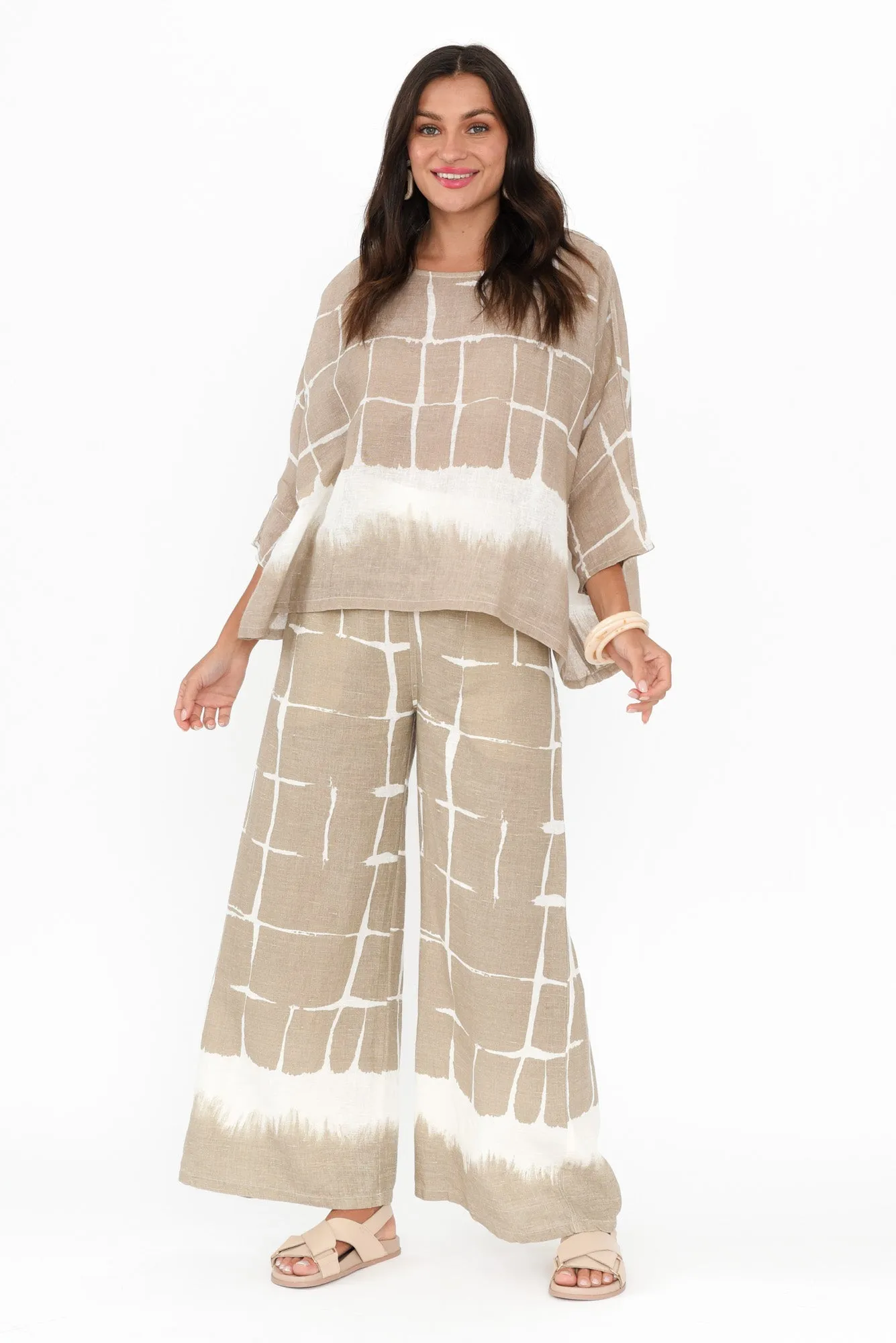 Rayne Mocha Abstract Linen Pants