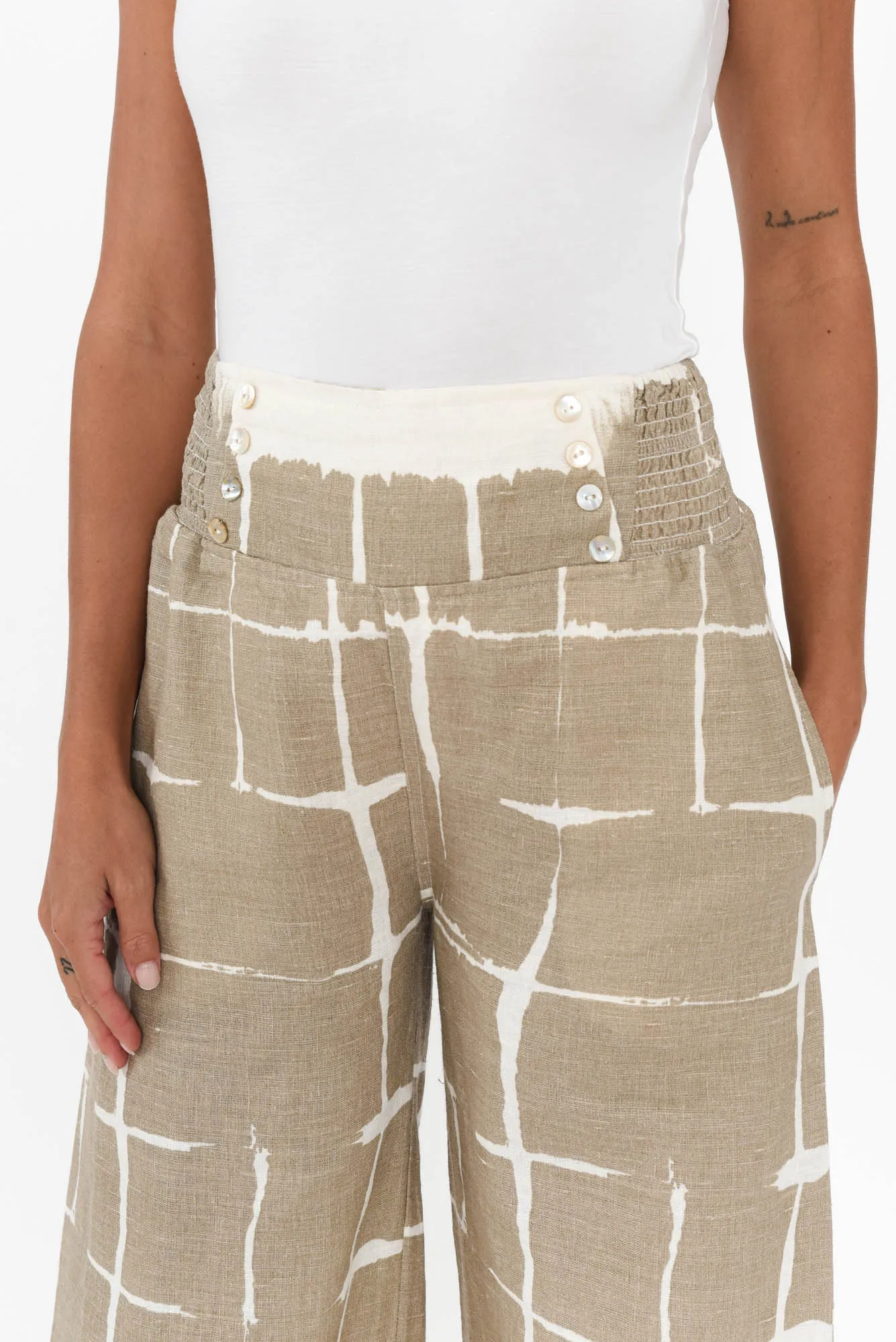 Rayne Mocha Abstract Linen Pants