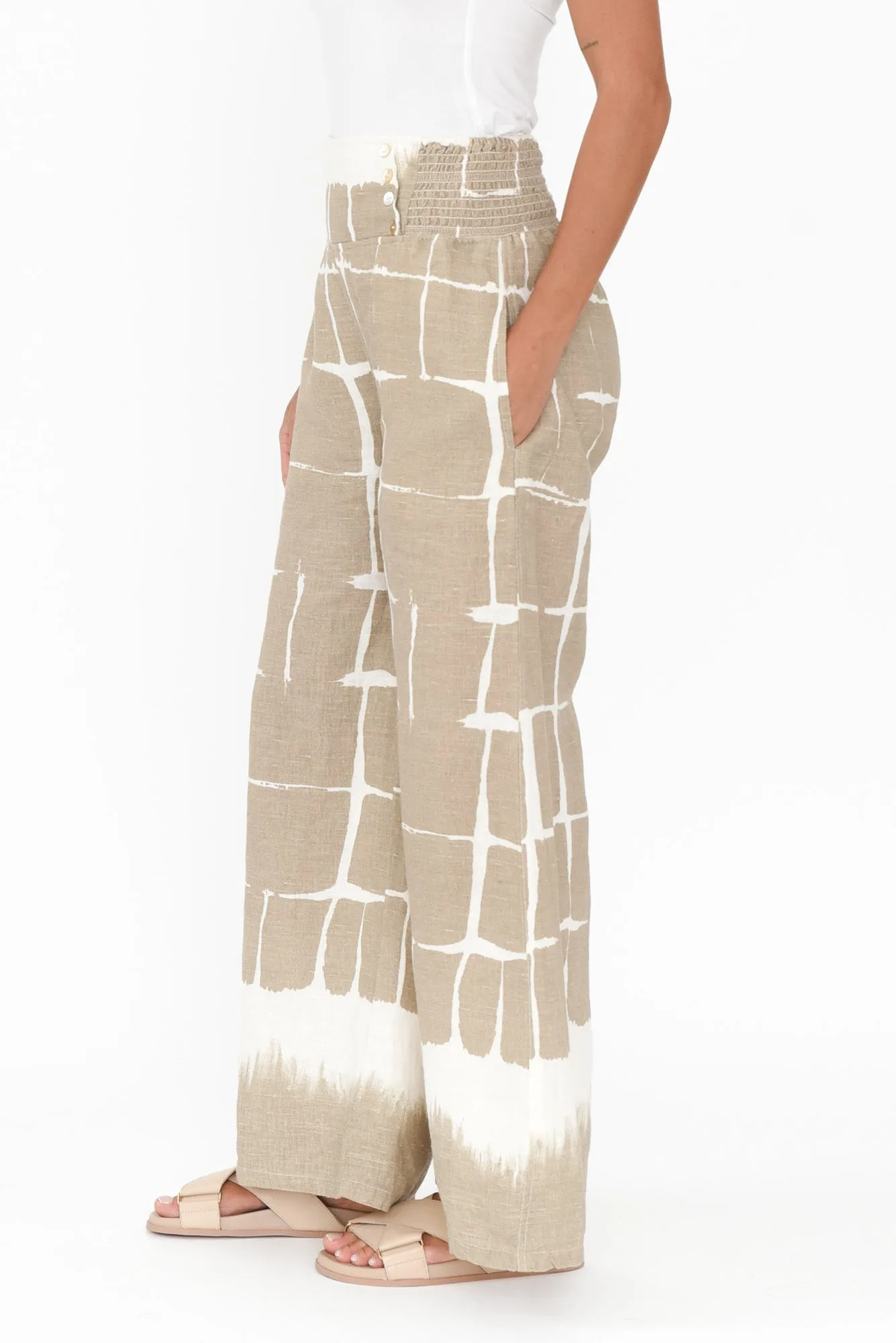 Rayne Mocha Abstract Linen Pants