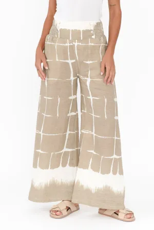 Rayne Mocha Abstract Linen Pants