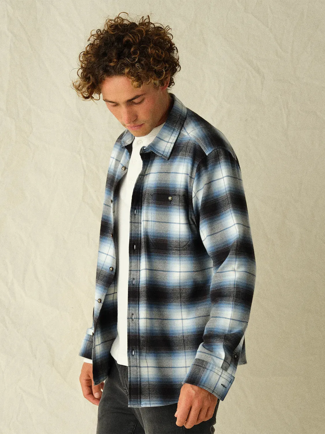 Seaside Lightweight Flannel | Smooth Blue Plaid