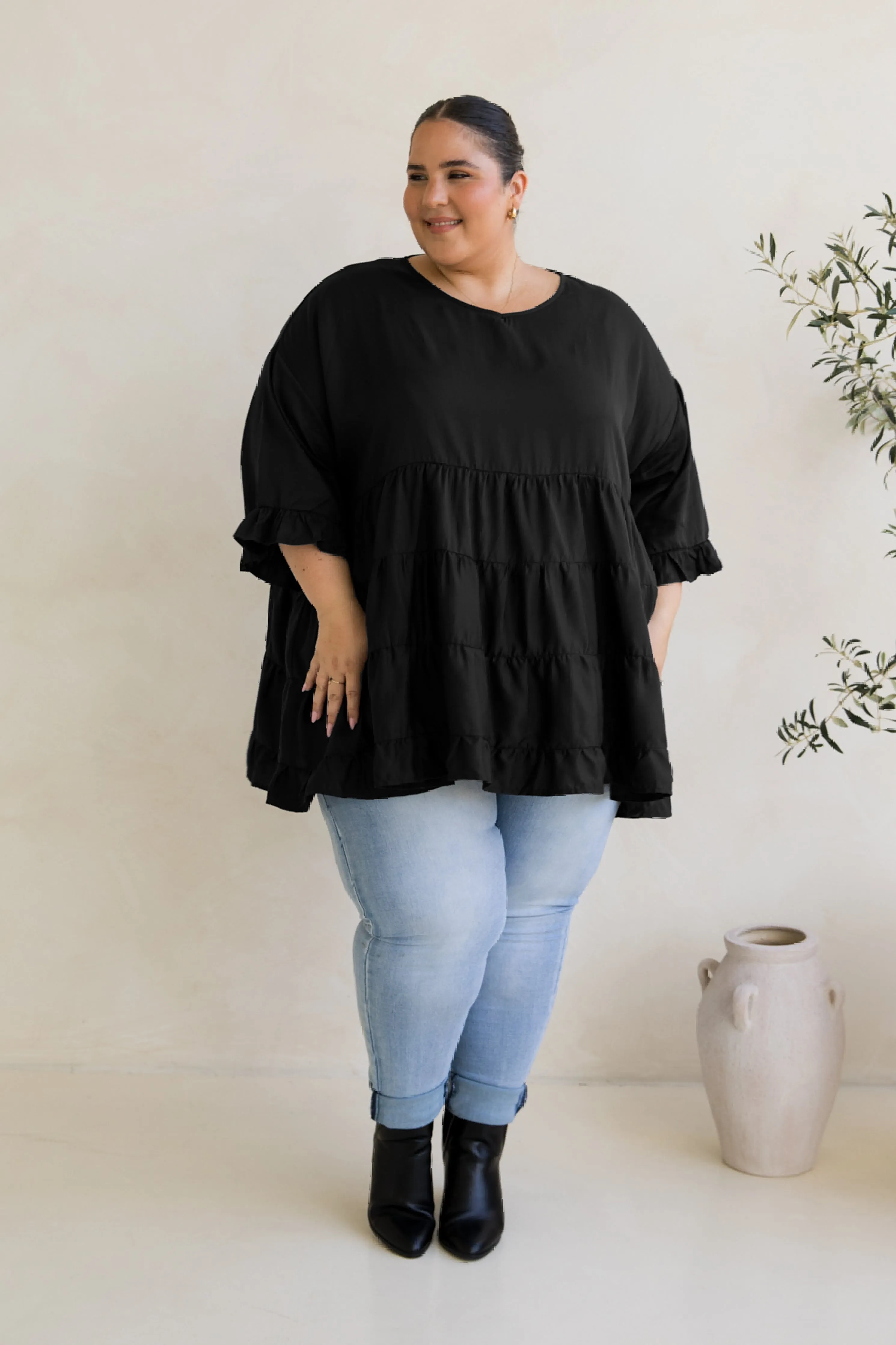 Sofia Top | Black Tencel