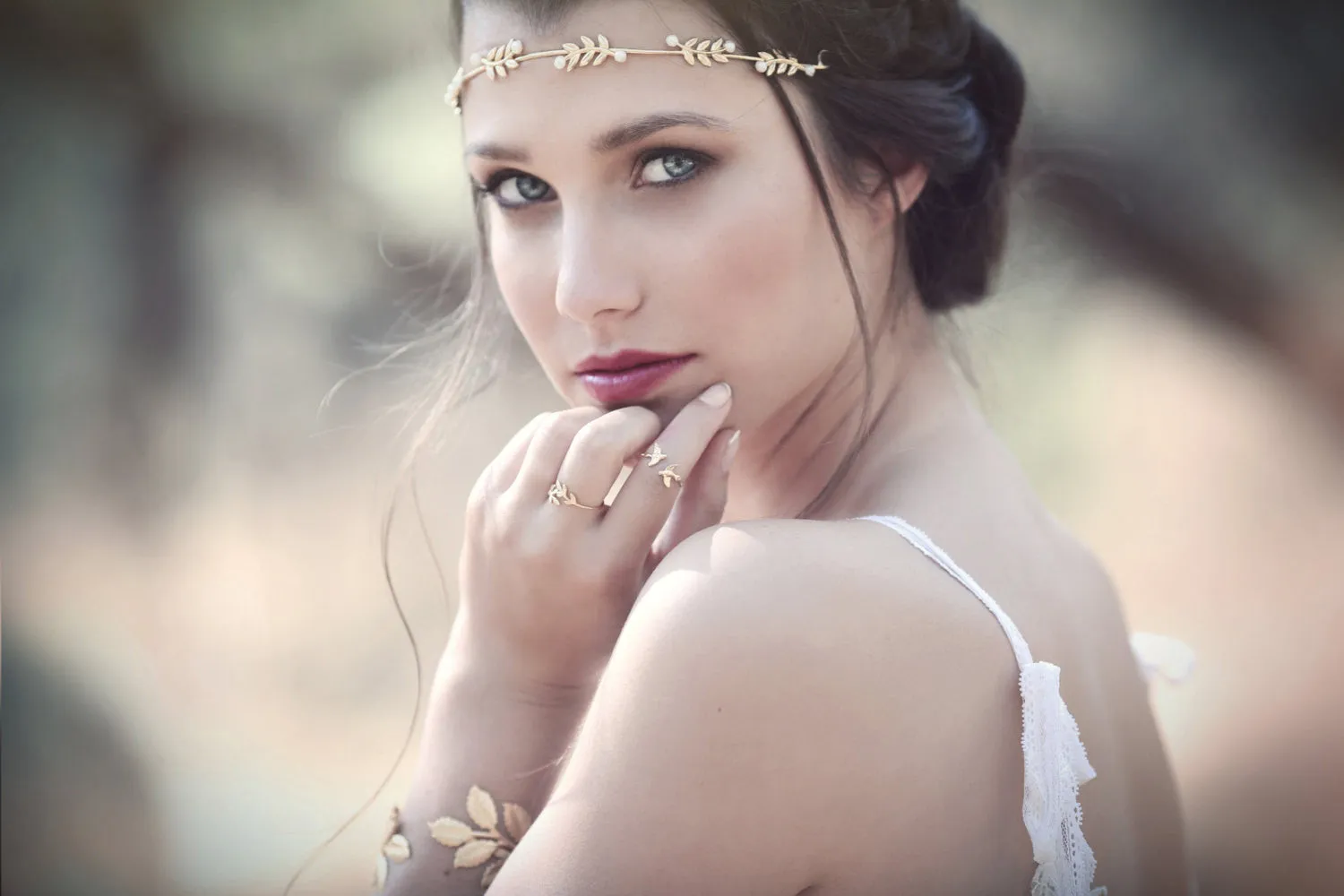 Stems Leaves and Pearls Wreath / Hair Chain