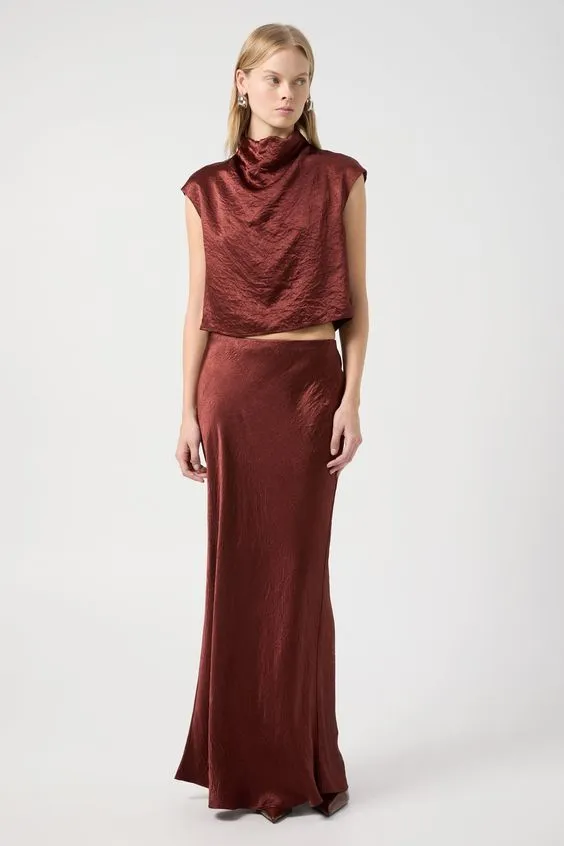 Third Form Crush Drape Tank in Shiraz