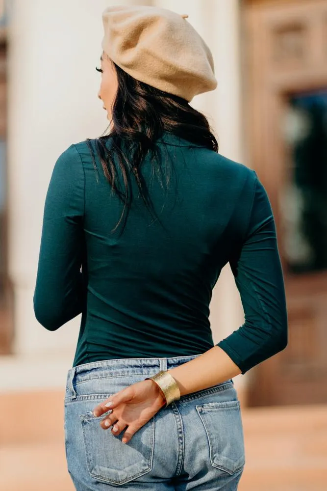 This Chic Emerald Mock Neck Top - FINAL SALE