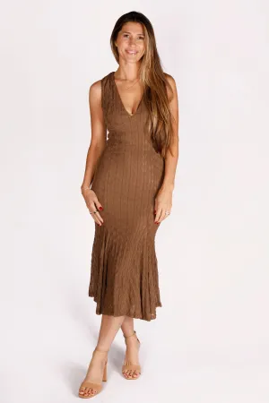 Toffee V Neck Midi Dress