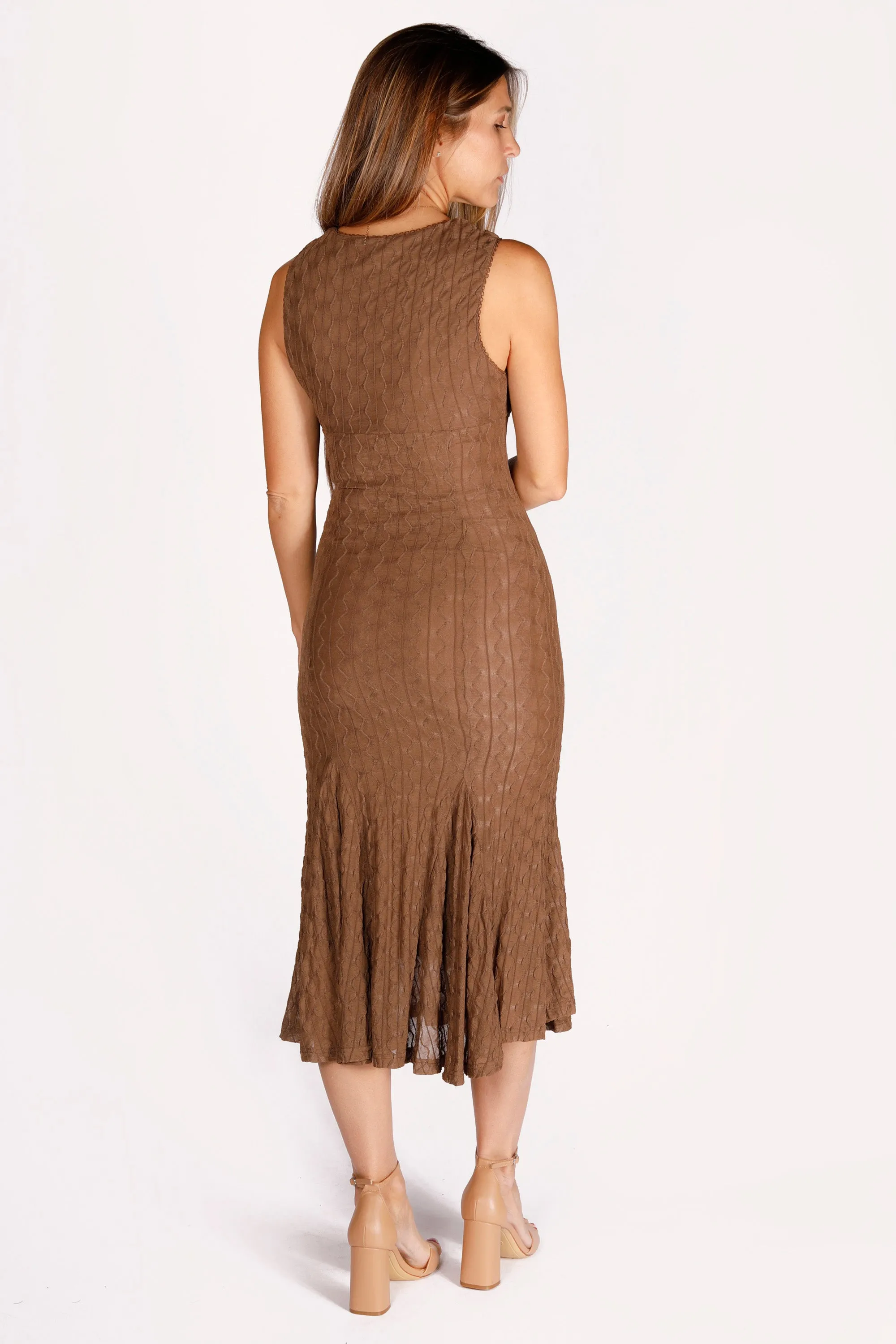 Toffee V Neck Midi Dress