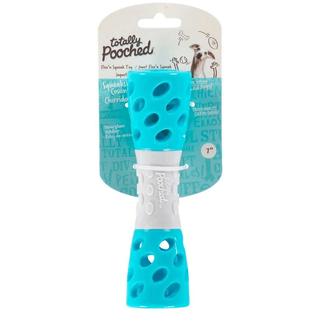 Totally Pooched Toss'n Stuff Rubber Hourglass Dog Toy (Teal)