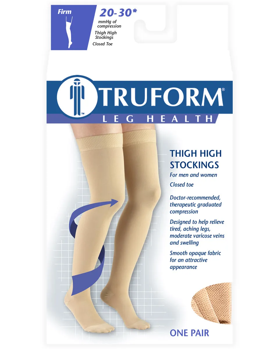 TRUFORM Classic Medical CLOSED TOE Thigh Highs Silicone Dot Top 20-30 mmHg