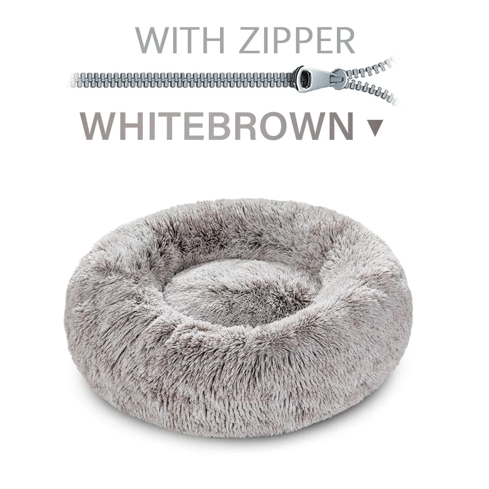 Washable Donut Shape Design Calming Soft Comfortable Pet Bed