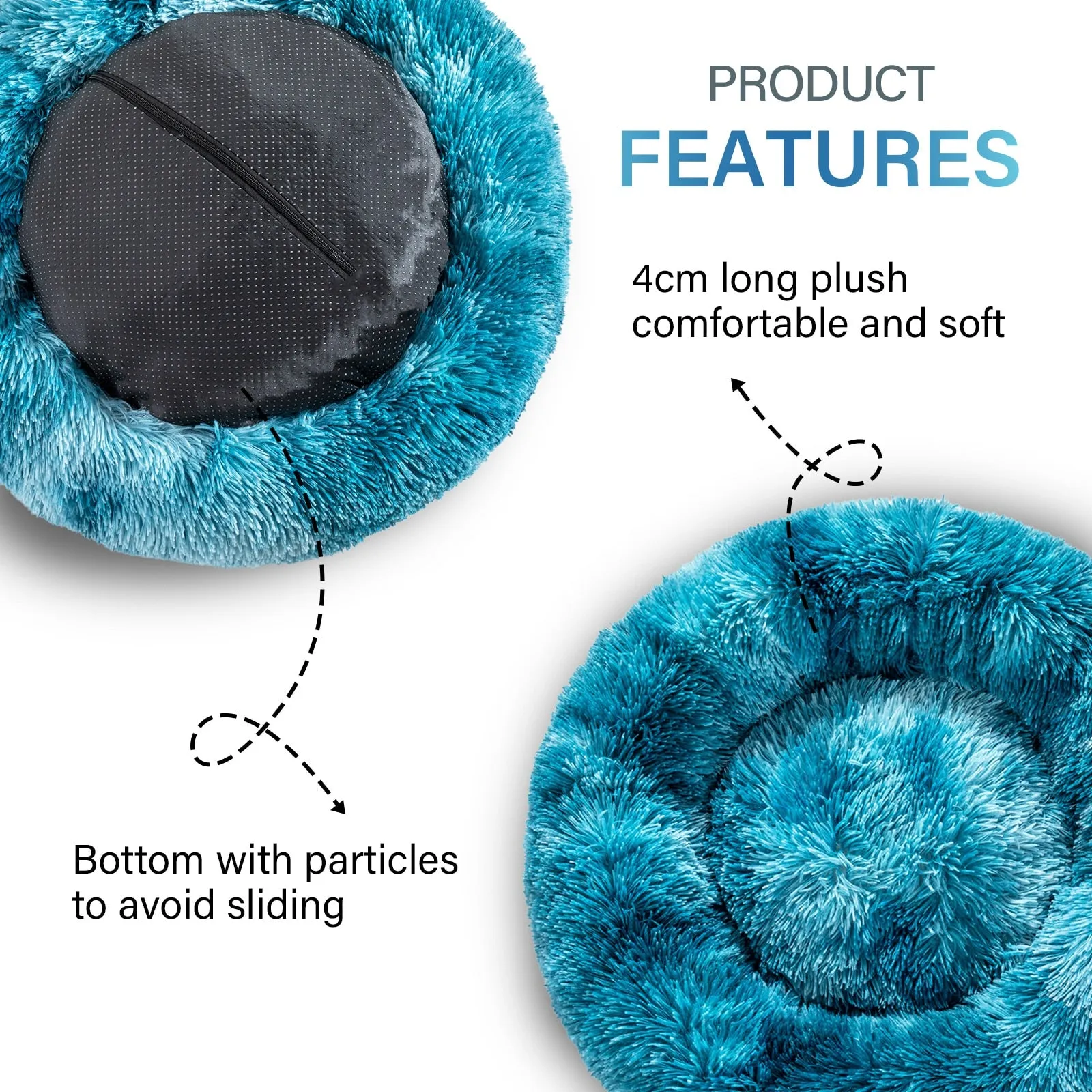 Washable Donut Shape Design Calming Soft Comfortable Pet Bed