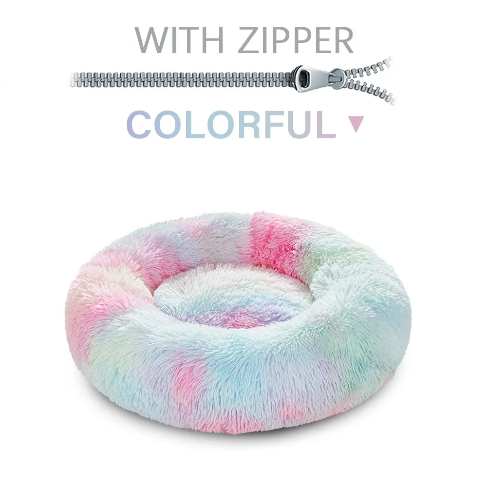 Washable Donut Shape Design Calming Soft Comfortable Pet Bed