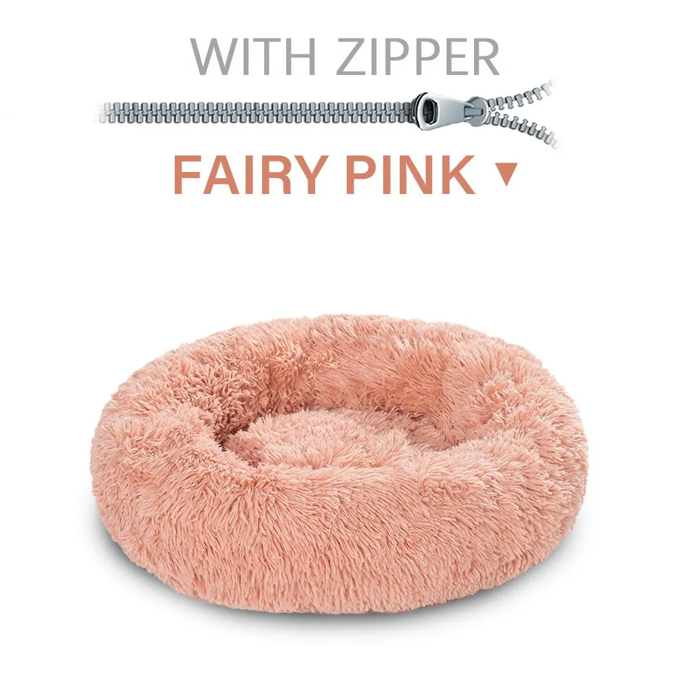 Washable Donut Shape Design Calming Soft Comfortable Pet Bed