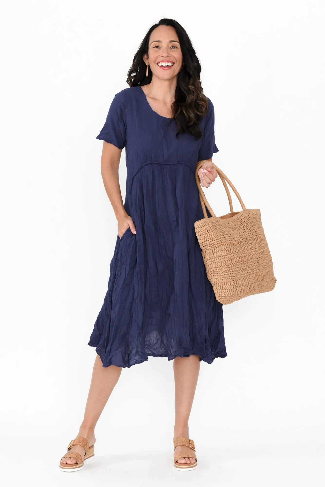 Wilton Navy Cotton Pocket Dress