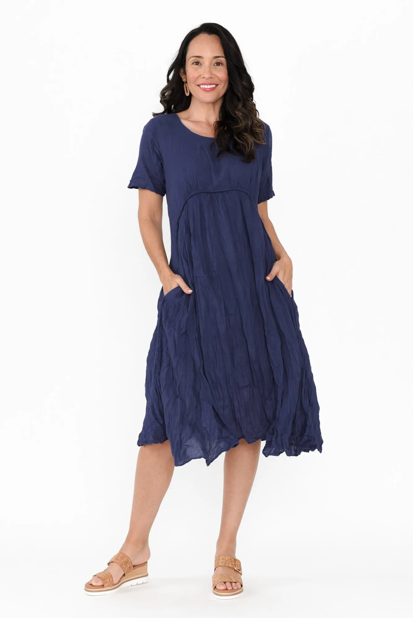 Wilton Navy Cotton Pocket Dress