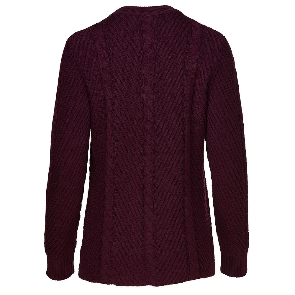 Womens Merino Cable Sweater (Wine)