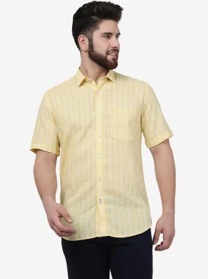 Yellow Checked Slim Fit Semi Casual Shirt | JadeBlue